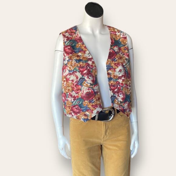 90s floral print vest size large - Picture 6 of 7